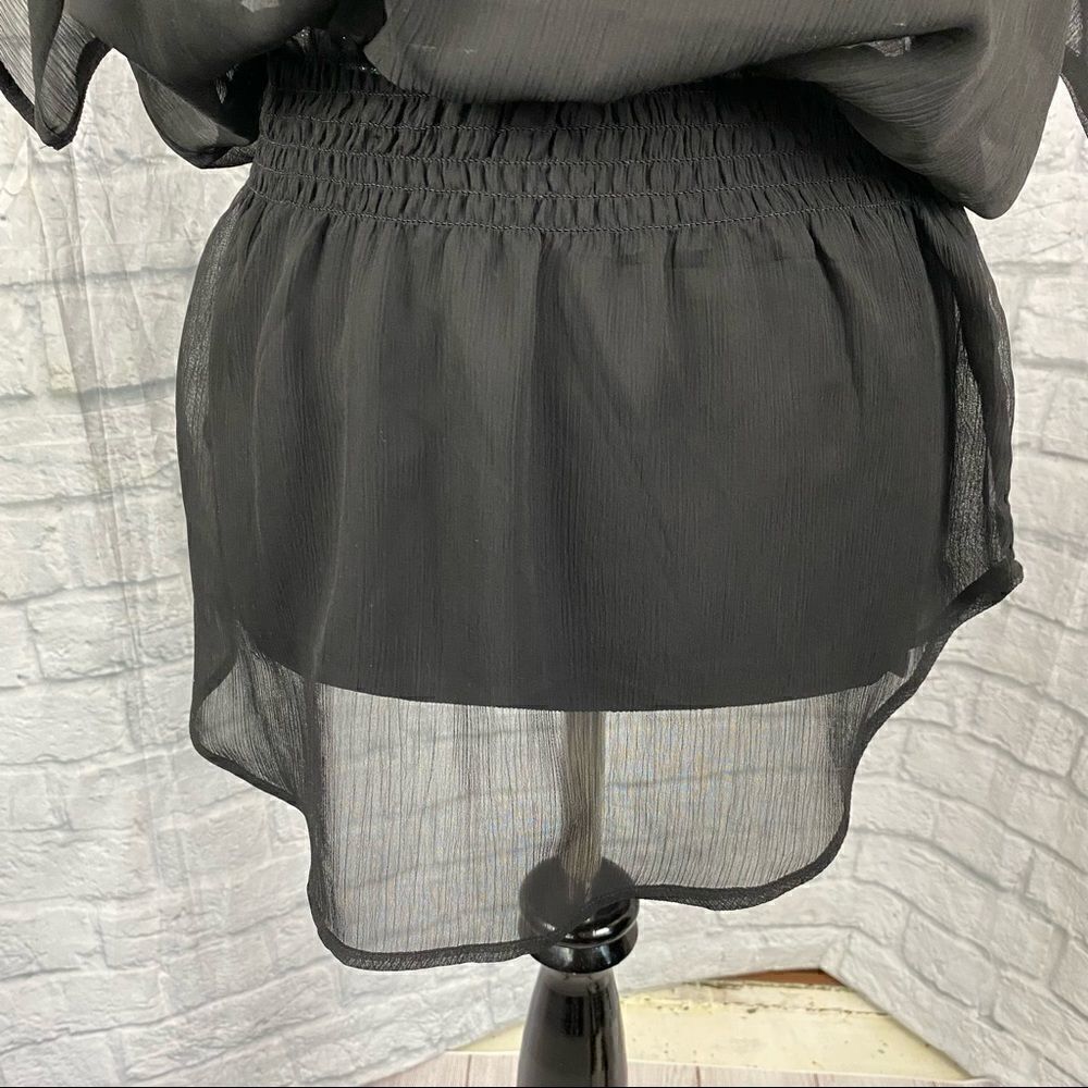 Express sheer top w/cinch waist black size small - Picture 7 of 12
